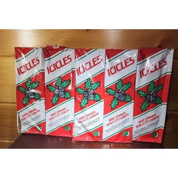 VTG Silver Tinsel Icicles 1000 18 In Strands Christmas Lot Of 5 Union Wedding Co - Picture 1 of 6